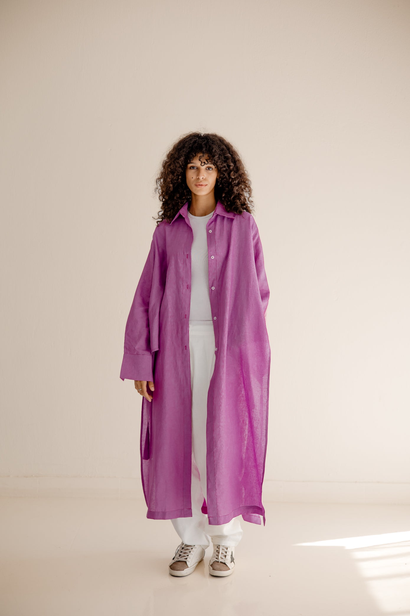 Luxe Linen Breeze Shirt Purple