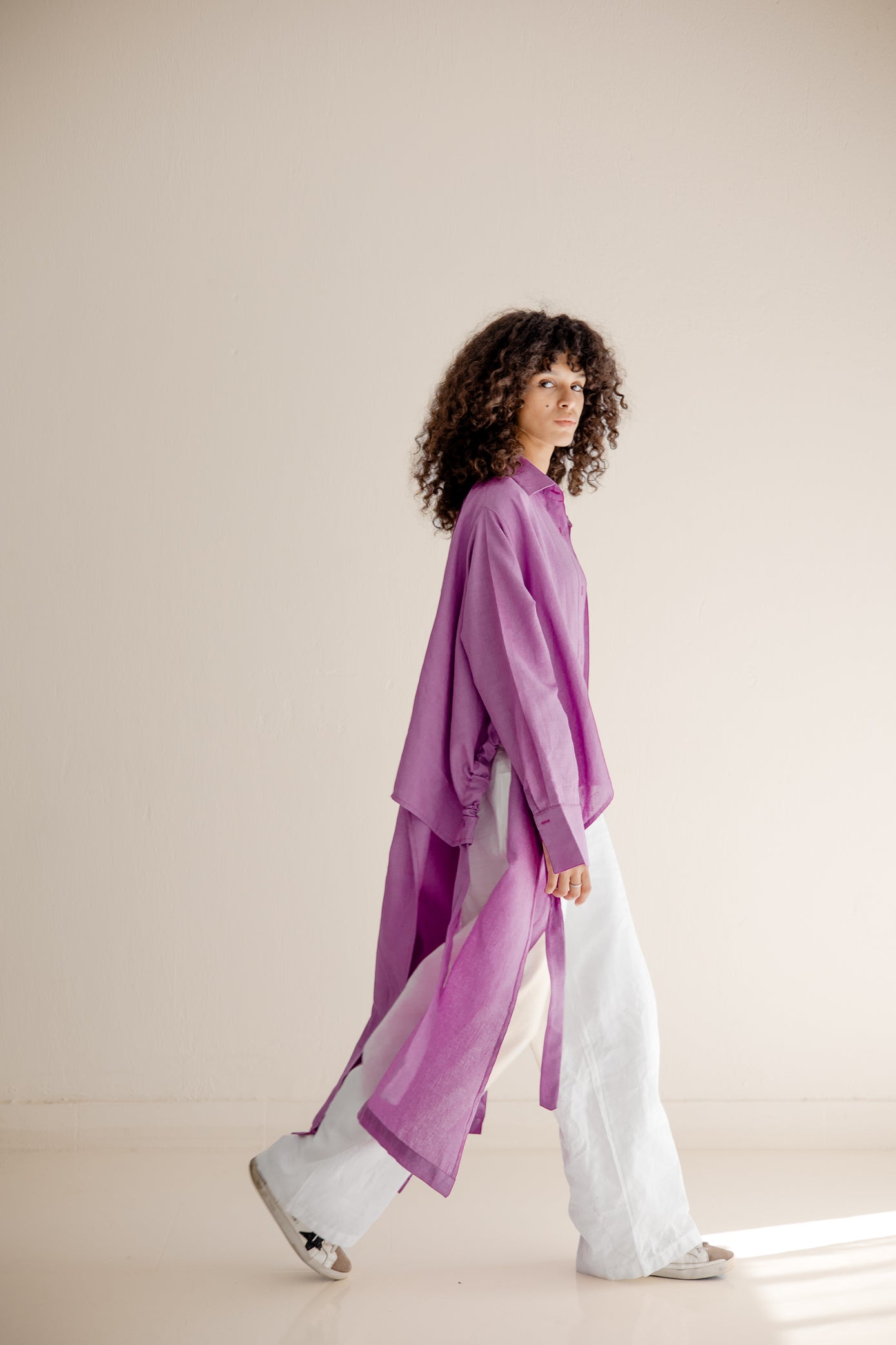Luxe Linen Breeze Shirt Purple