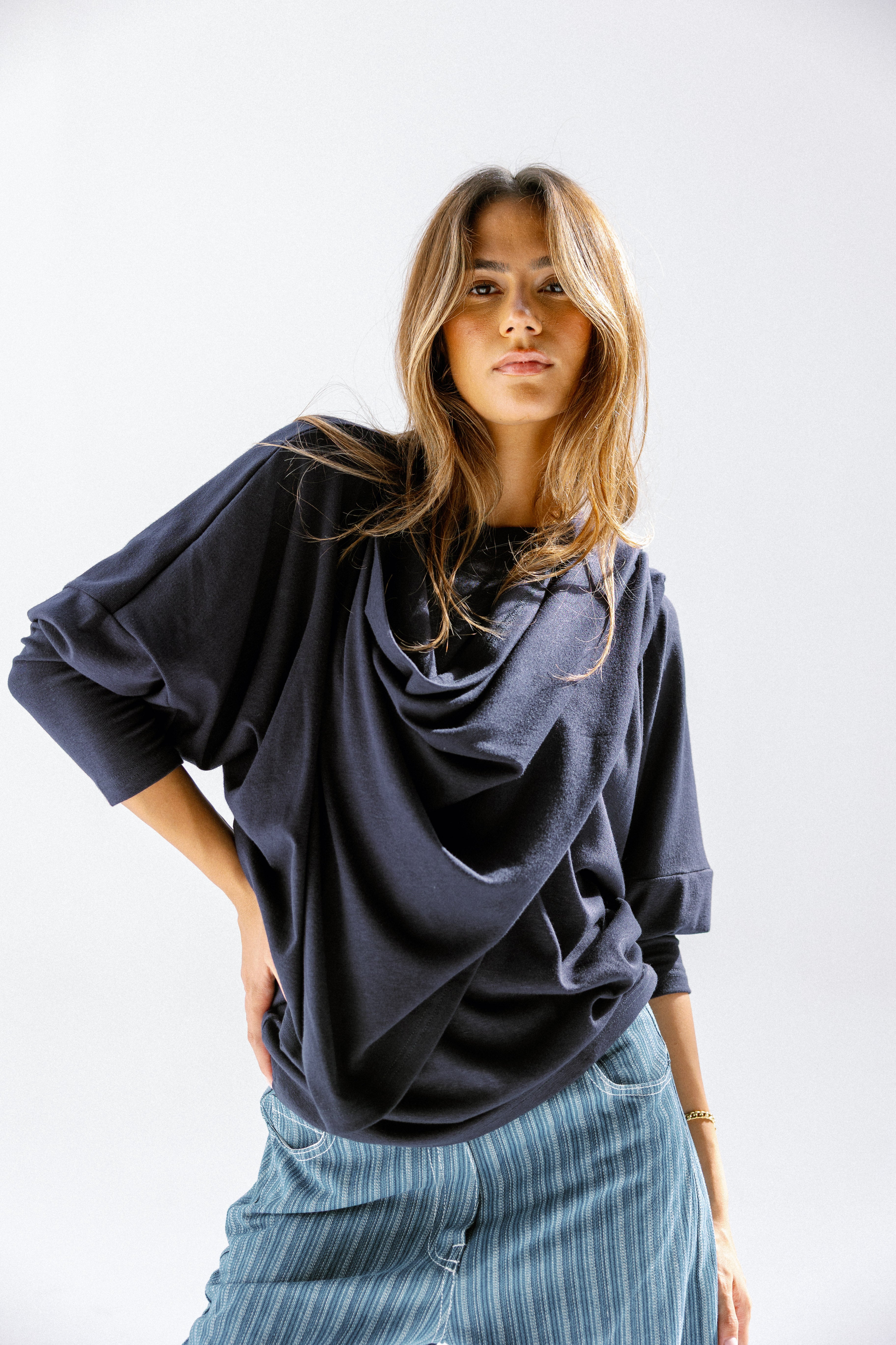 The wrap line top  Navy Blue