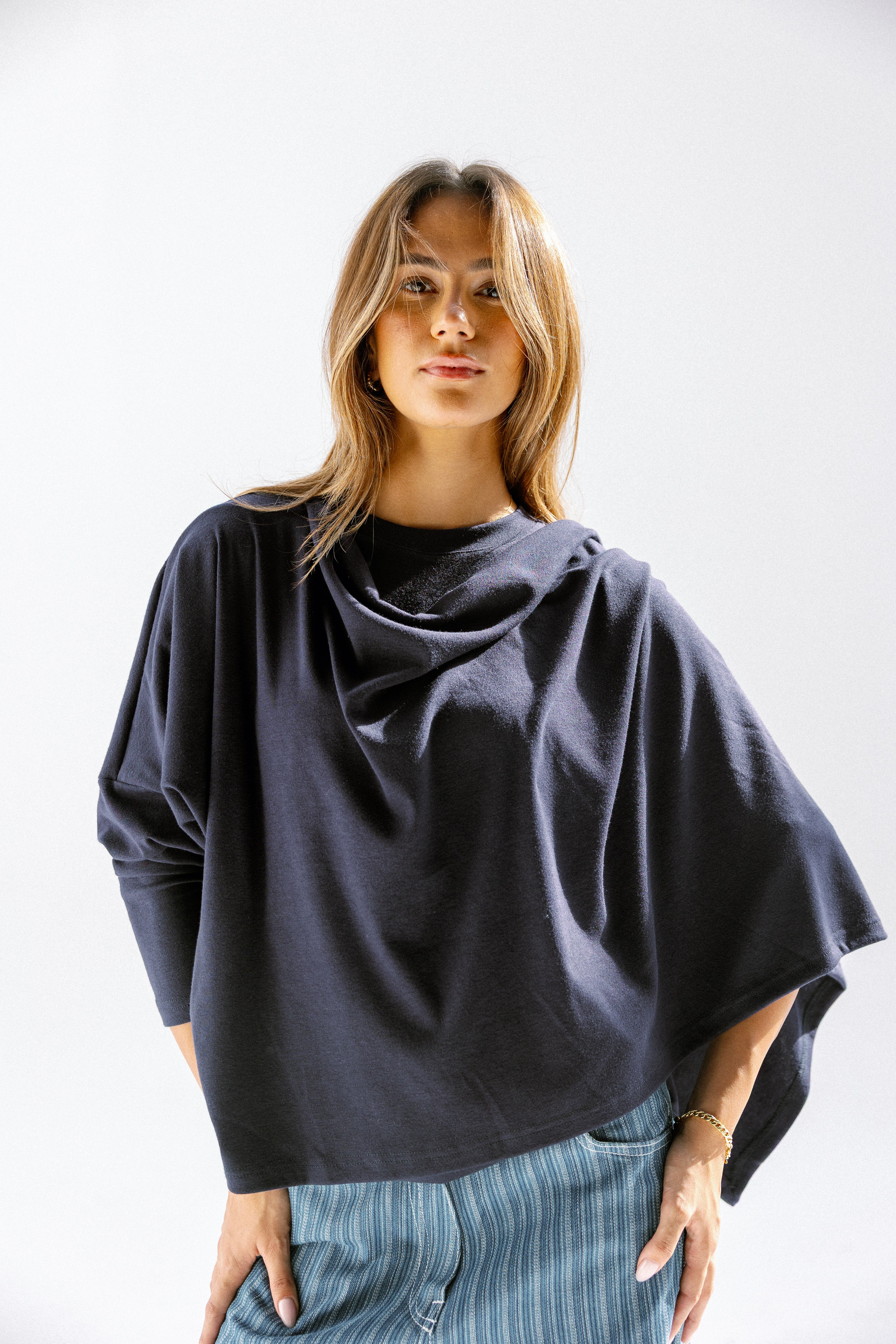 The wrap line top  Navy Blue