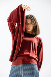 The wrap line top  Burgundy