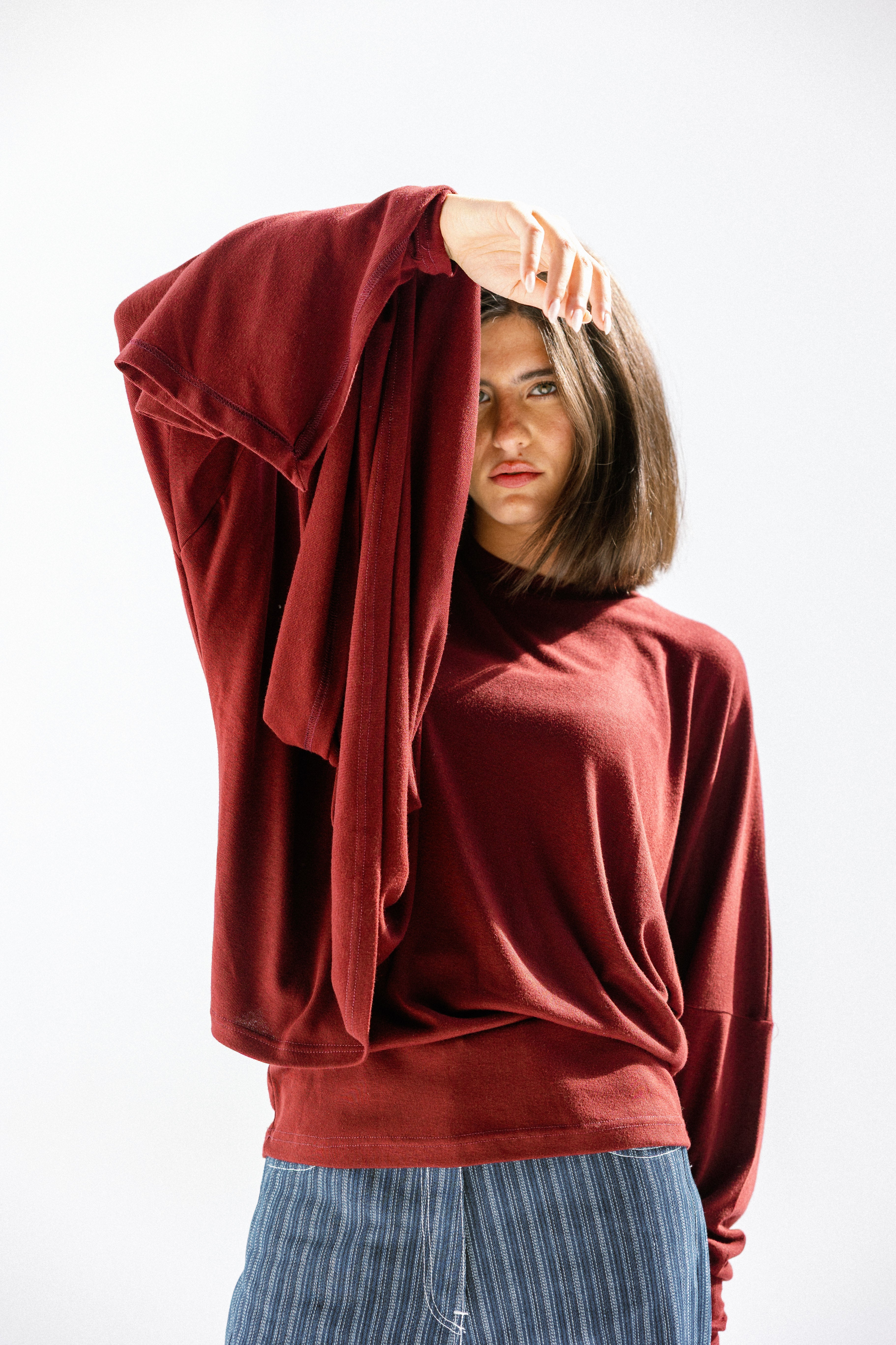 The wrap line top  Burgundy