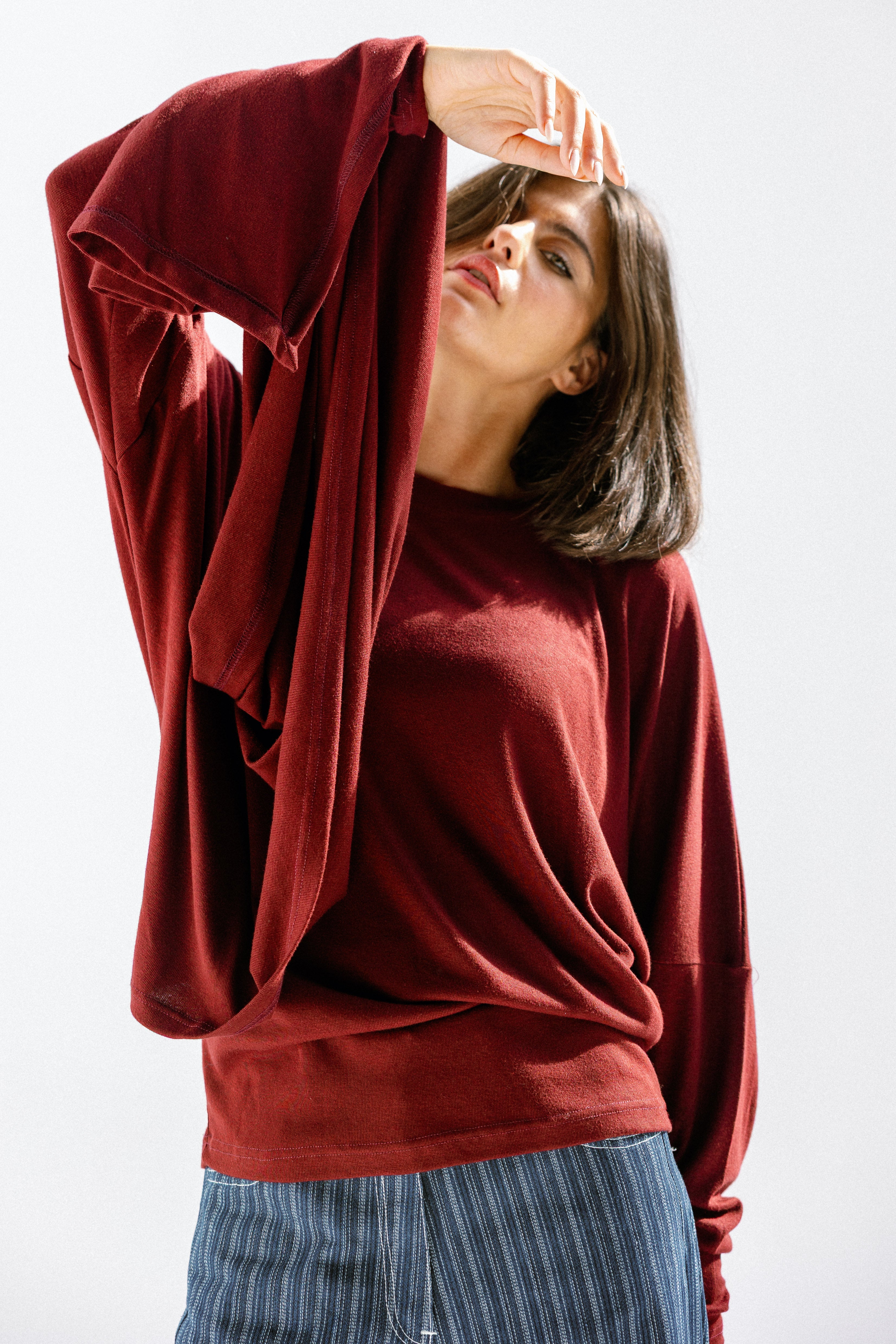 The wrap line top  Burgundy