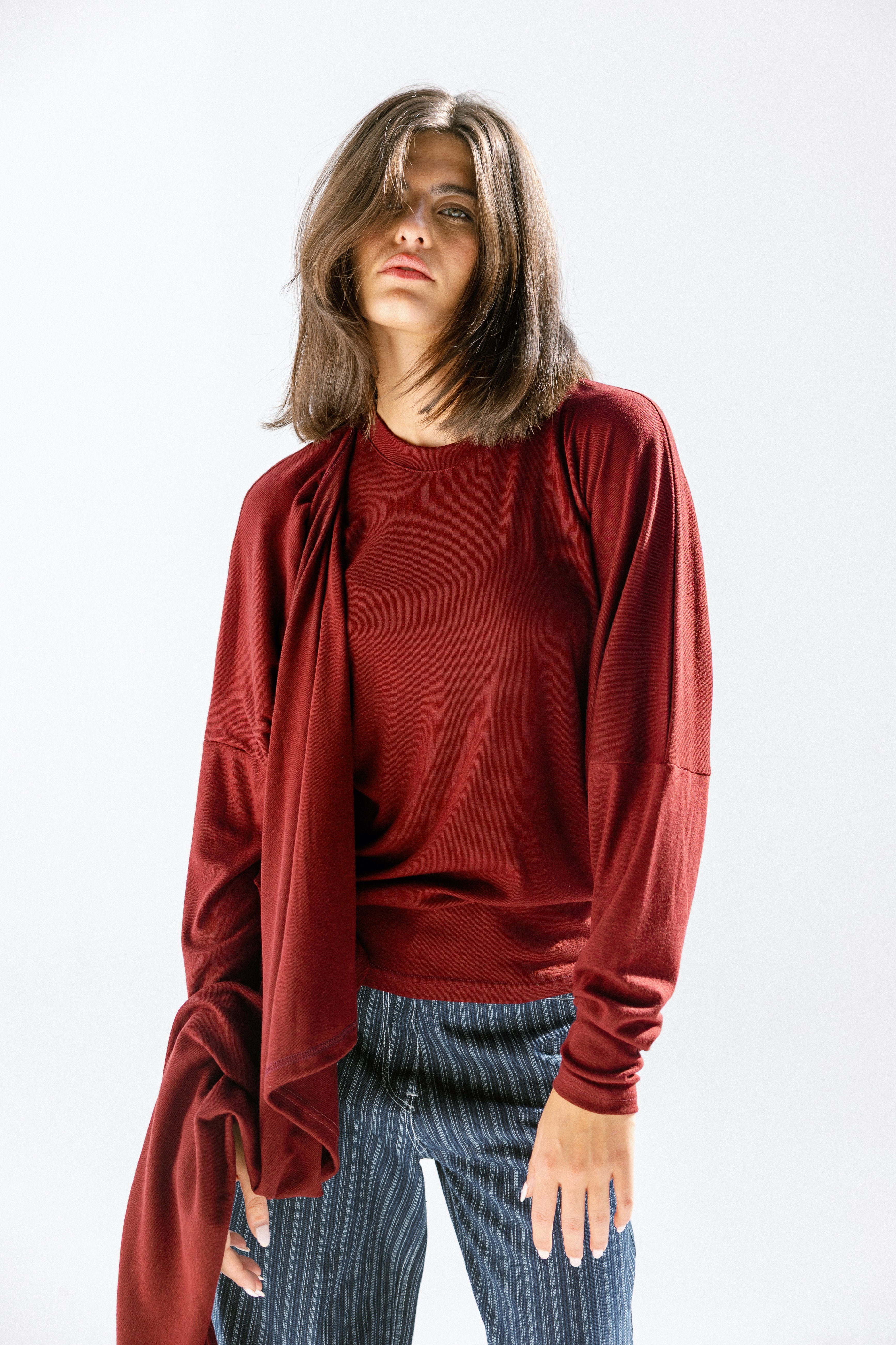 The wrap line top  Burgundy
