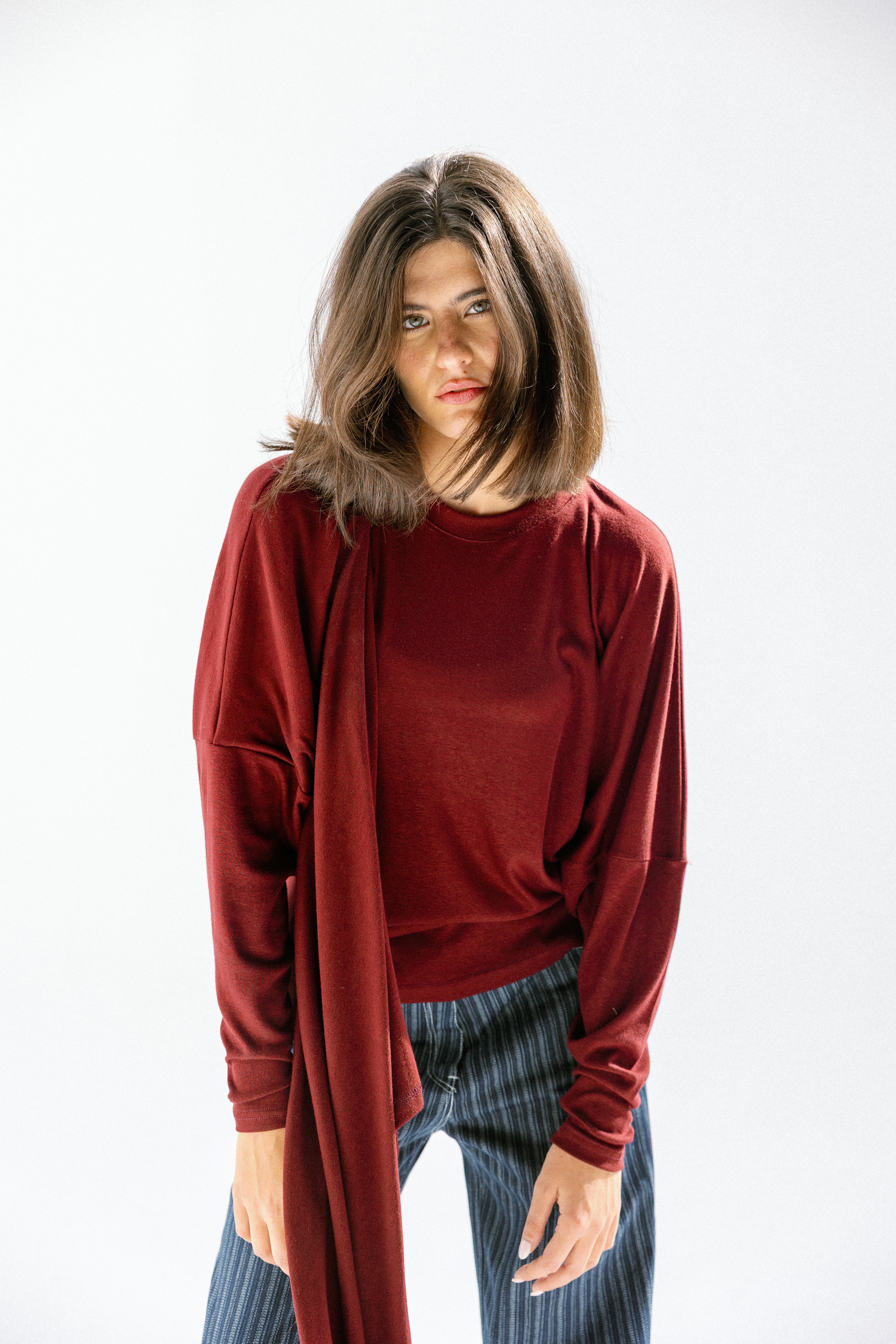 The wrap line top  Burgundy