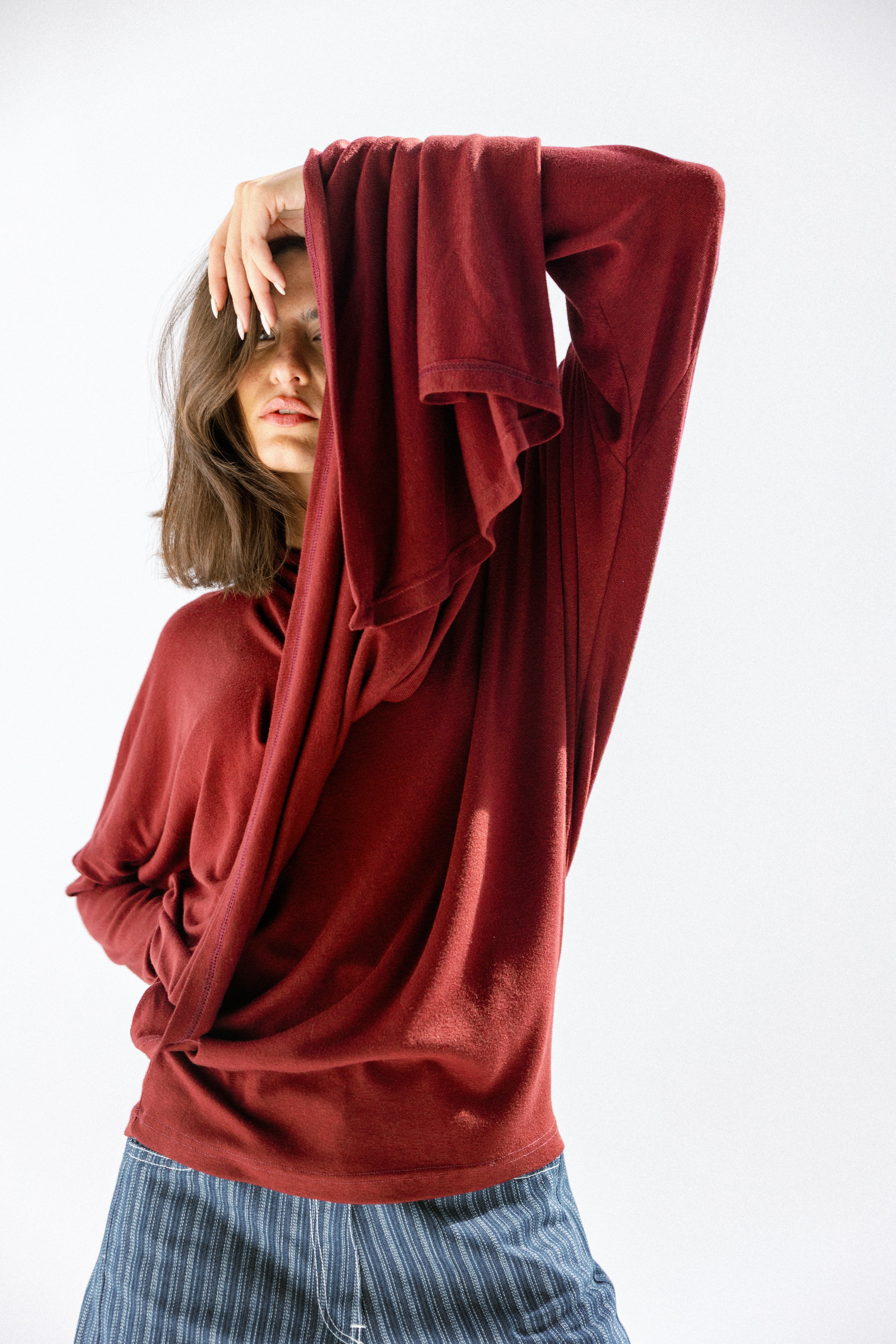 The wrap line top  Burgundy