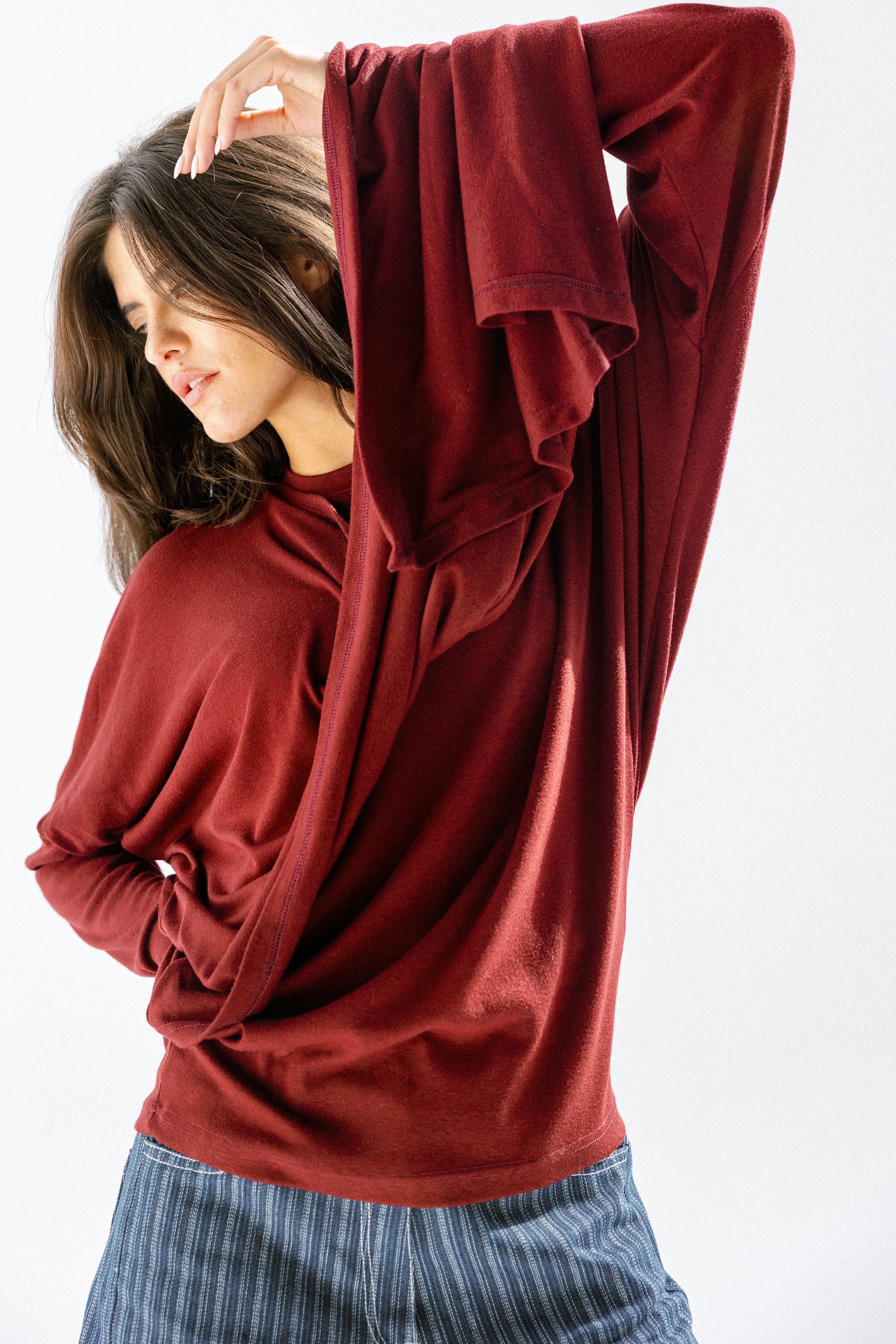 The wrap line top  Burgundy