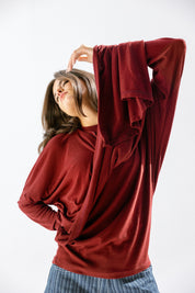 The wrap line top  Burgundy
