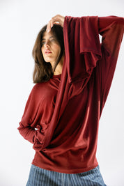 The wrap line top  Burgundy
