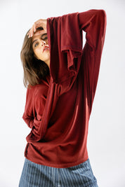 The wrap line top  Burgundy