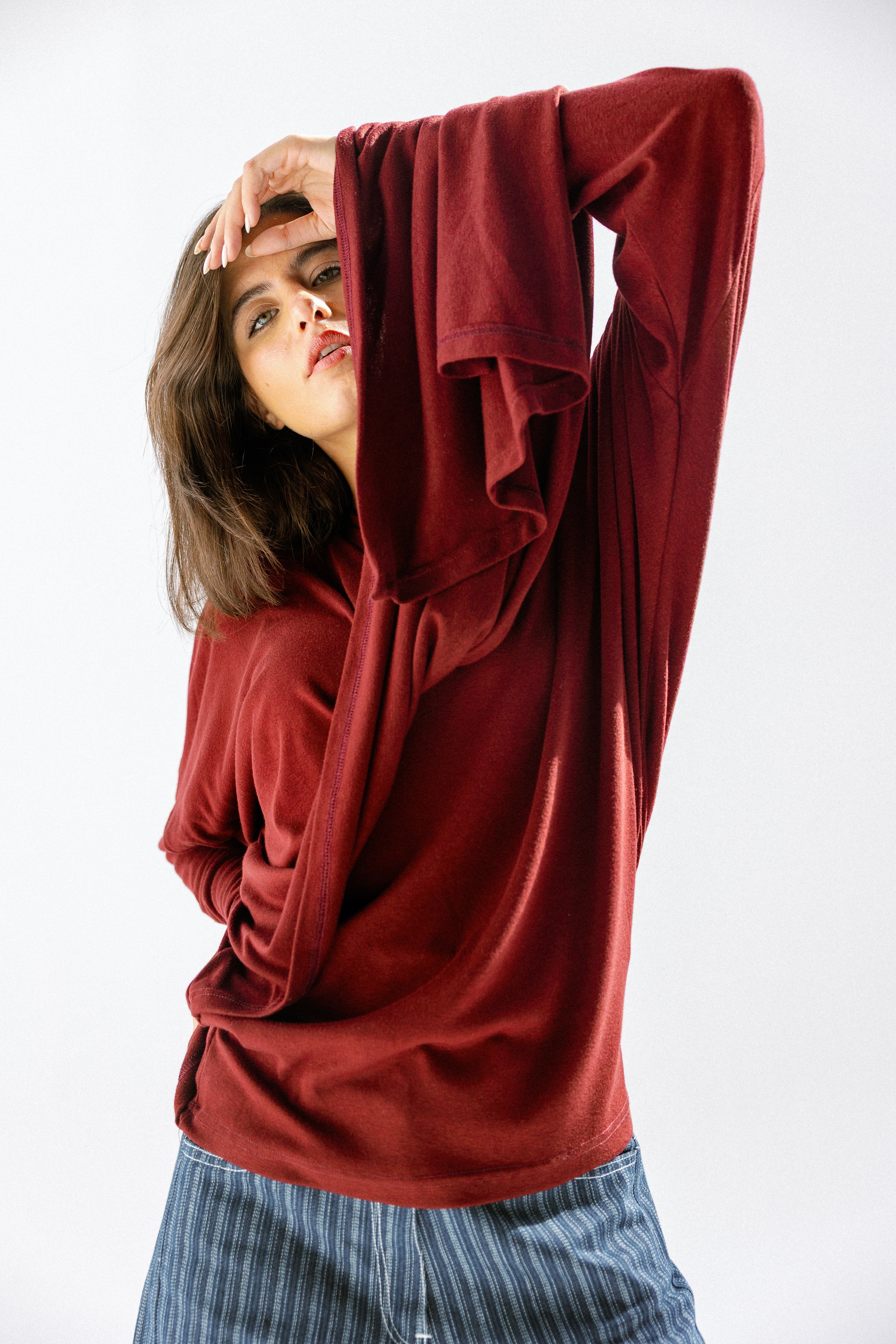 The wrap line top  Burgundy